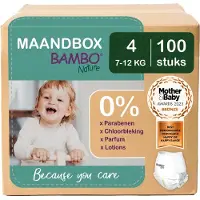 Bambo Nature Luierbroekjes - Maat 4 (7-12 kg) - 100 stuks Maandbox - 0% onnodige toevoegingen - Ideaal voor de gevoelige huid - Nordic Swan Ecolabel