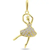 New Bling 9NBSAM-G230383 Gouden Hangertje Ballerina - 14 Karaat Bedeltje - Ballerina 20,4x12,8mm - Zirkonia - Goud