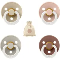 BIBS fopspenen maat 1 0-6 maanden - set 4 spenen + bolletoet speenzakje - Glow Sand, Vanilla, Blush en Woodchuck