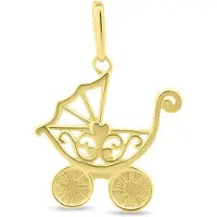 New Bling 9NBSAM-G230382 Gouden Hangertje Kinderwagen - 14 Karaat Bedeltje - Kinderwagen 13,7x12,5mm - Goud