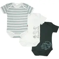 Bianco Blu Ökotex - Baby Romper - per 3 stuks - Grijs/Wit - Maten: 50/56