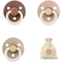 BIBS fopspenen maat 2 6-18 maanden - set 3 spenen + bolletoet speenzakje - Glow Woodchuck, Blush, Vanilla
