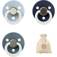 BIBS fopspenen maat 2 6-18 maanden - set 3 spenen + bolletoet speenzakje - Glow Petrol, Deep space, Baby blue
