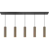 Highlight Perugia Hanglamp | 5x GU10 Max 5W | 107x12cm | Dimbaar | Zwart/Brons