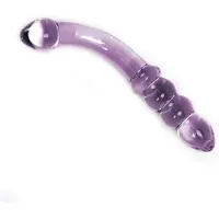 Kiotos Gebogen Glazen dildo Met stimulerende ribbels - Paars