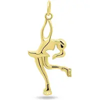 New Bling 9NBSAM-G230385 Gouden Hangertje Kunstschaatster - 14 Karaat Bedeltje - Kunstschaatster 22,7x11mm - Zirkonia - Goud