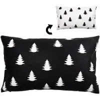 Clayre & Eef Kussenhoes 30x50 cm Wit Zwart Polyester Rechthoek Kerstboom Sierkussenhoes Wit Sierkussenhoes