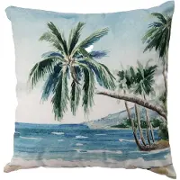 Clayre & Eef Kussenhoes 45x45 cm Blauw Groen Polyester Palmbomen Sierkussenhoes Blauw Sierkussenhoes