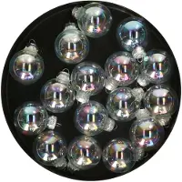 Othmar decorations mini kerstballen van glas - 16x - transparant parelmoer - 3 cm - Kerstbal