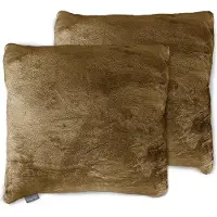 Eleganzzz Sierkussens Flanel Fleece - Gold - Sierkussens 50x50cm - Set van 2 Kussens - 100% Flanel Fleece Voorzijde - 100% Velvet Achterzijde