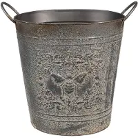 Clayre & Eef Bloempot 35x22x32 cm Grijs Metaal Grijs
