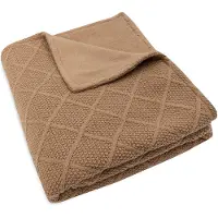 Jollein - Deken Ledikant 100x150cm - Dekentje Baby - Check Knit Biscuit/Teddy Fleece