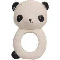 A Little Lovely Company bijtring Panda junior 10 cm rubber beige
