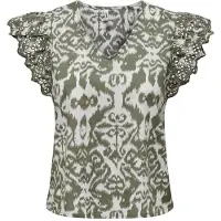 ONLY Blouse 'ONLLou' olijfgroen / wit