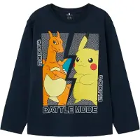 Name it KIDS Pokemon longsleeve met printopdruk donkerblauw Jongens Katoen Ronde hals - maat 158/164