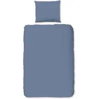 Good Morning dekbedovertrek uni - blauw - flanel - 140x220