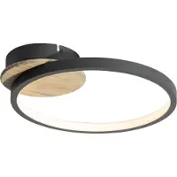 QAZQA Moderne plafondlamp zwart met hout incl. LED 3-staps dimbaar - Alec