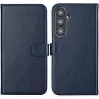 Selencia Echt Leren Bookcase voor de Samsung Galaxy S24 FE - Blauw
