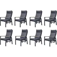 AVH-Collectie Kota dining tuinstoel verstelbaar antraciet aluminium set van 8