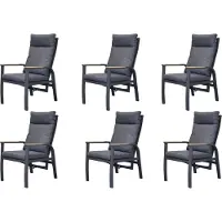 AVH-Collectie Kota dining tuinstoel verstelbaar antraciet aluminium set van 6