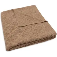 Jollein - Deken Ledikant 100x150cm - Dekentje Baby - Check Knit Biscuit