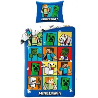 Minecraft Dekbedovertrek, Creepers - Eenpersoons - 140 x 200 cm - Katoen