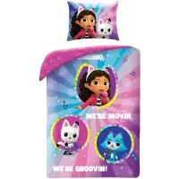Gabby's Dollhouse Gabby's Poppenhuis Dekbedovertrek, We're Groovin - Eenpersoons - 140 x 200 + 70 x 90 cm - Polyester