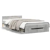 vidaXL Bedframe met lade bewerkt hout betongrijs 100x200 cm