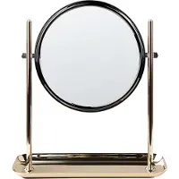 Beliani Make-up spiegels, Cosmeticaspiegel ø 20 cm goud / zwart FINISTERE