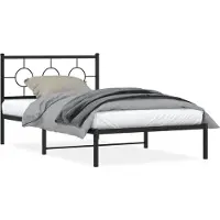 vidaXL Bedframe met hoofdbord metaal zwart 107x203 cm