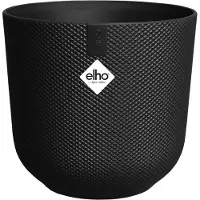 Elho Jazz Rond 14 Bloempot voor Binnen - Woonaccessoire van 100% Gerecycled Plastic - Ø 14.2 x H 13.1 cm - Living black