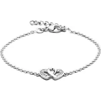 Trendjuwelier huiscollectie Armband Zilver Hart En Zirkonia 16,5 + 2,5 cm