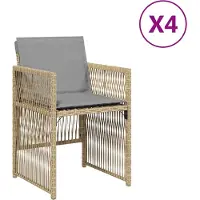 vidaXL Tuinstoelen 4 st met kussens poly rattan gemengd beige