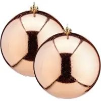 Krist+ Grote decoratie kerstballen - 2x - champagne - 20 cm - kunststof - glimmend - kerstversiering
