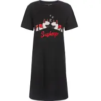 Temptation Dames Nachthemd - Slaapkleedje - Katoen - Zwart - Maat S