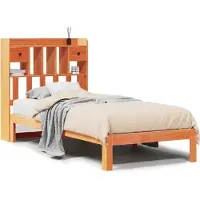 vidaXL Bed met boekenkast zonder matras grenenhout wasbruin 100x200 cm