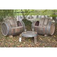 Barrelatelier Wijnvat Loungeset "Brandy" 225l. 2 x stoel & 1 x tafel, geborsteld