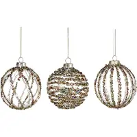 Goodwill Kerstbal "Stripe" Glas Multicolour D 8 cm Voordeelass. Per 3 Stuks