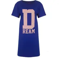 Temptation Dames Nachthemd - Big Shirt - Katoen - Blauw - Maat XXL
