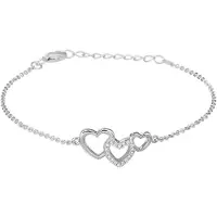 Trendjuwelier huiscollectie Armband Zilver Hartjes En Zirkonia 1,4 mm 16 + 3 cm