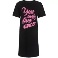 Temptation Dames Nachthemd - Big Shirt - Katoen - Zwart - Maat L