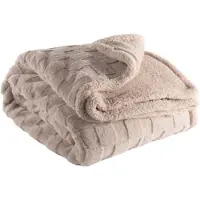Tiseco - Plaid RAVA - super zacht stof - geruit patroon - 150x200 cm, Taupe