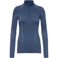 Falke Wool-Tech Zip Neck sneldrogend wol functioneel functioneel shirt met lange mouwen dames blauw - maat M