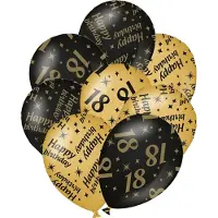 Paper Dreams Verjaardag ballonnen - 18 jaar en happy birthday 24x stuks zwart/goud