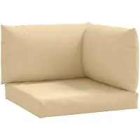 vidaXL Palletkussens 3 st stof gemêleerd beige