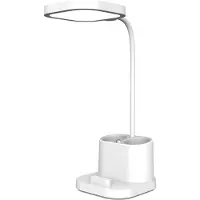 Platinet PDL008 - 4 in 1 Bureaulamp - Pennenhouder - Telefoonlader - Nachtlamp - Wit
