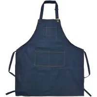 Clayre & Eef Keukenschort 77x68 cm Blauw Polyester Blauw