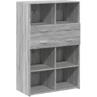 vidaXL Hoge kast 80x42,5x124 cm bewerkt hout grijs sonoma eikenkleurig