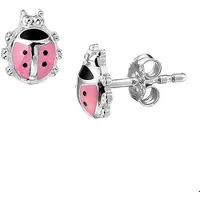 Trendjuwelier huiscollectie TFT Oorknoppen Lieveheersbeestje Zilver Gerhodineerd Glanzend 8 mm x 6.5 mm