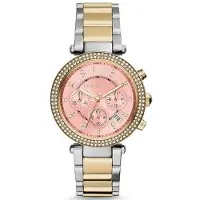 Michael Kors MK6140 Parker Pink Dial Two Tone Ladies Watch